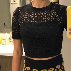 DKNY Geometric Navy Crop Top